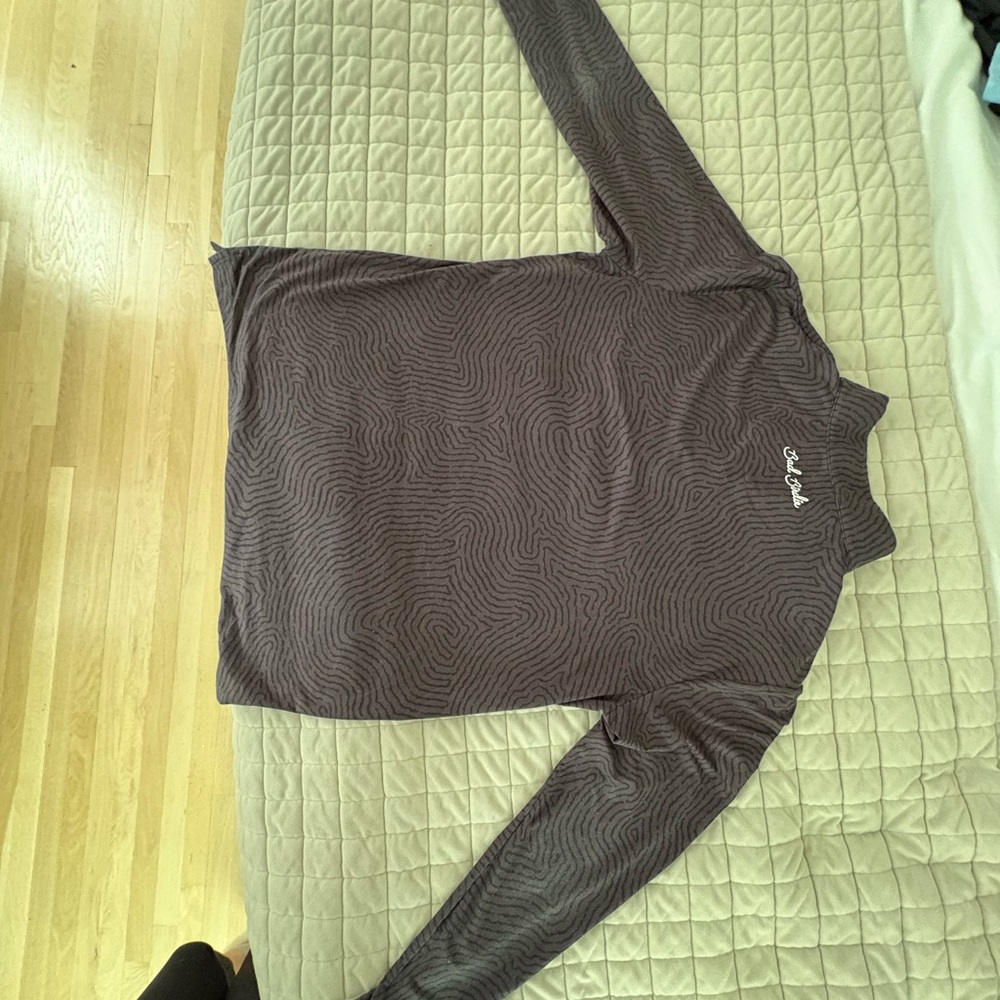 Gray Patterned Quarter-Zip Pullover - image 3